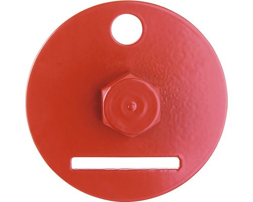 Rund metallskiva med hål och slits