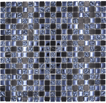 Fyrkantigt mosaikfliesnät med marmor-, glas- och metallelement