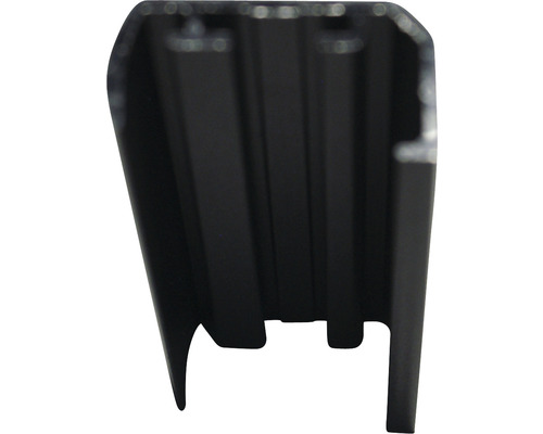 Svart aluminiumprofil i tvärsnitt