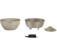 Självvattnande blomkruka LECHUZA Cubeto Stone plast Ø30x13cm sandbeige inkl. substrat