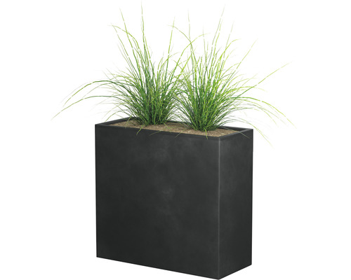 Rektangulär blomlåda med gräs