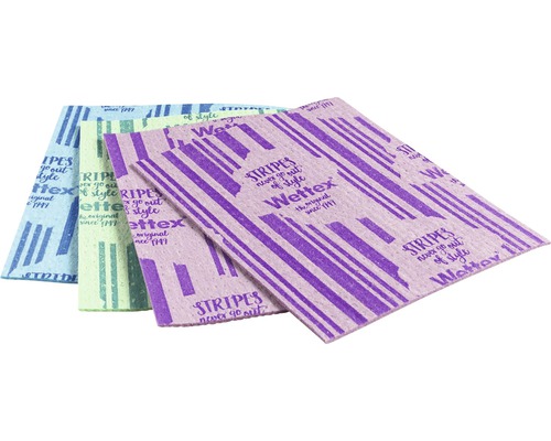 Flera Wettex-svamptransor med randigt mönster