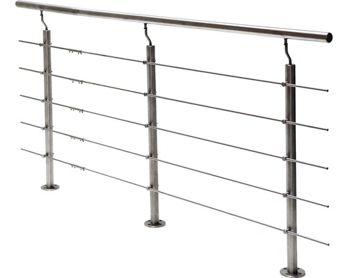 Räcke PERTURA Hestia G-form golv-/ markmontage 17m Räcke av rostfritt stål med horisontella stänger