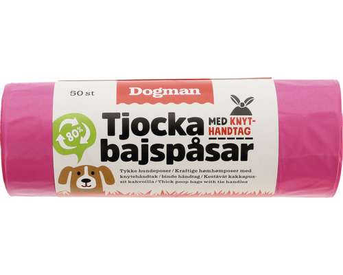 Bajspåse DOGMAN med knythantag 50-pack rosa-0