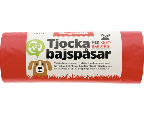 Bajspåse DOGMAN med knythantag 50-pack röd