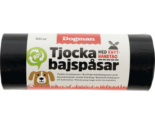 Bajspåse DOGMAN med knythantag 50-pack svart