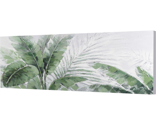 Målad väggbild med blad