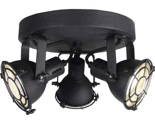 Taklampa med tre spotlights i industriell design