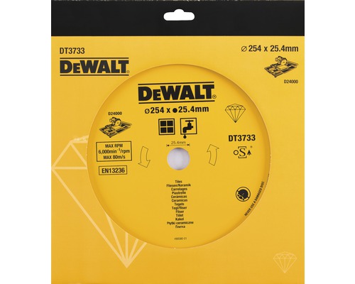 DeWalt diamantkapskiva, diameter 254 x 25,4 millimeter, för kakel