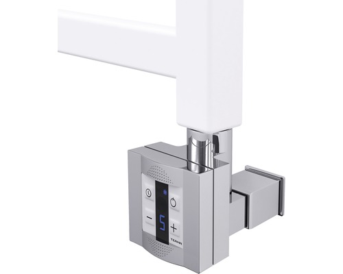 Elpatron DUSCHBYGGARNA KTX4 krom dold anslutning 1000 W stavlängd 575 mm TKTX4D-C Detaljvy av en radiatortermostat med digital display