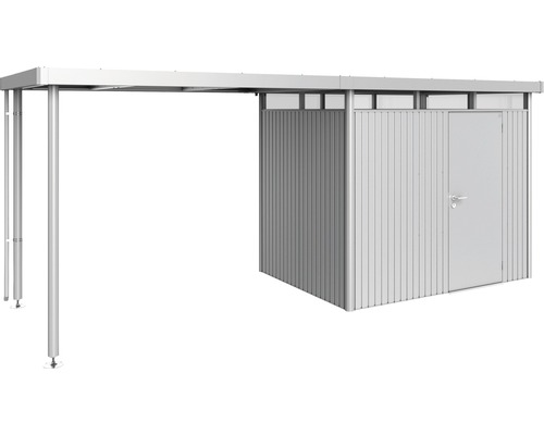 Metallcarport med förråd och dörr