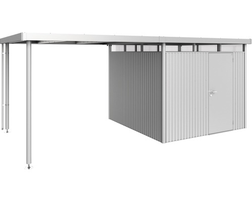Redskapsbod med carport av metall