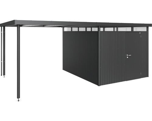 Metallcarport med redskapsbod för fordonsöverdrag och redskapsförvaring