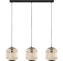 Pendellampa med tre skärmar av trälameller