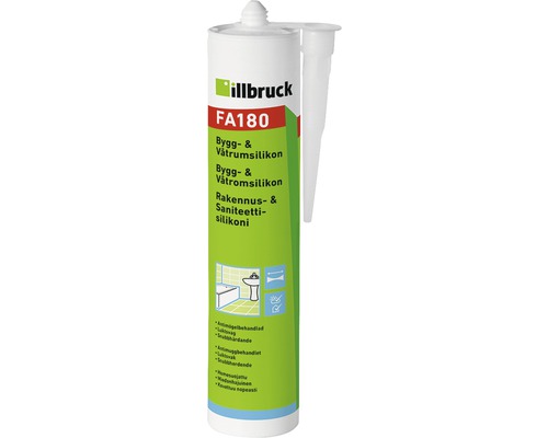 Bygg- & våtrumssilikon ILLBRUCK FA180 transparent 300 ml Byggsilikon i patron