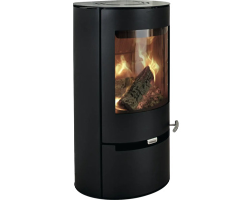 Kamin med brinnande ved