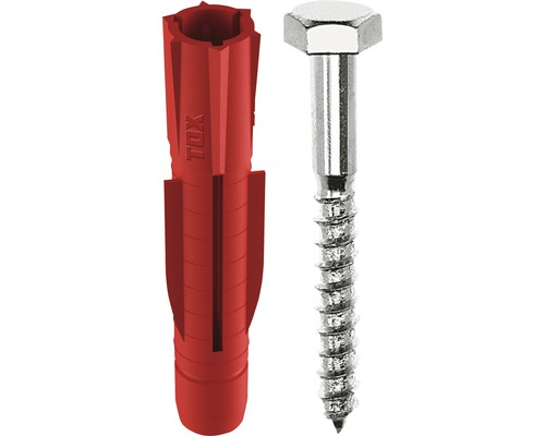 Plugg av plast med tillhörande skruv