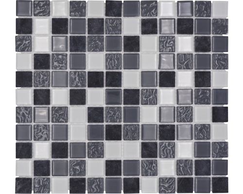 Mosaik glas natursten CM M422 30,2x32,7 cm grå/svart