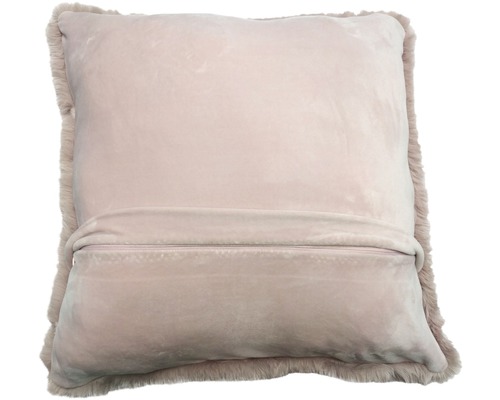 Prydnadskudde med pälskant och dragkedja