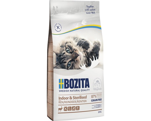 Kattmat BOZITA Indoor & Sterilised Grain free 10kg Bozita torrfoder för innekatter och steriliserade katter med ren, 10 kilogram