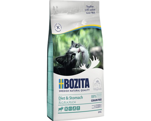 Kattmat BOZITA Sensitive Diet & Stomach Grain free 10kg Bozita torrfoder för katter diet och mage med älg i 10 kilograms förpackning