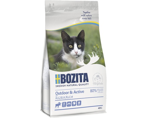 Kattmat BOZITA Outdoor&Active älg 400g Bozita Outdoor & Active kattfoder med älg i 400 grams förpackning