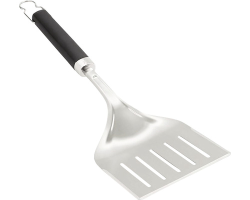 Stekspade i rostfritt stål med svart handtag