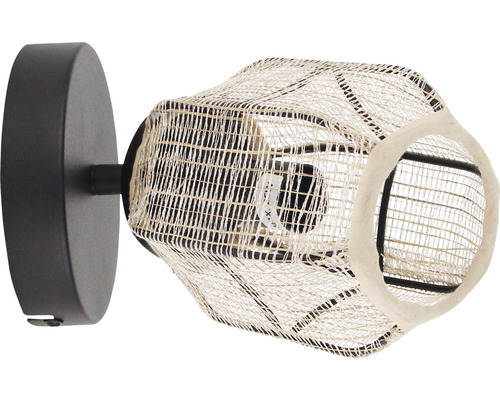 Vägglampa med lampskärm i naturfiber