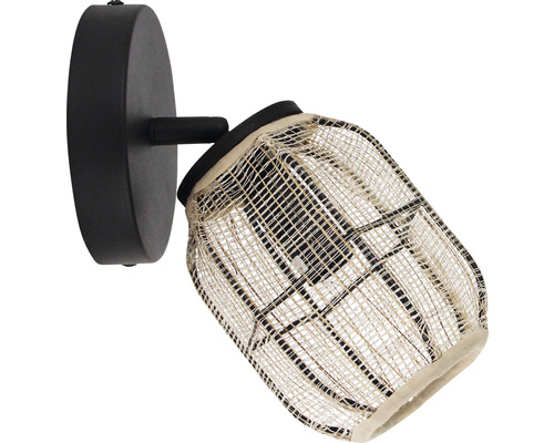 Vägglampa med skärm av naturfiber