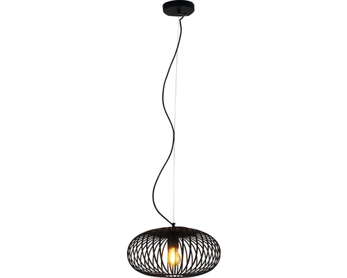 Pendellampa med metallskärm i form av en bur