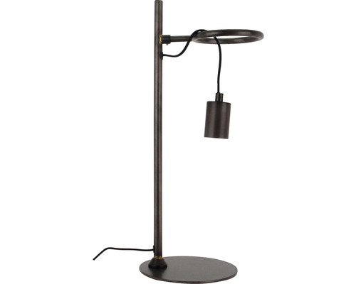 Bordslampa i metall med rund fot och lampskärm