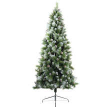 Konstgjord julgran med snö och kottar