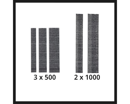 Foto på tre mattplattor i storlek 500 och två mattplattor i storlek 1000.