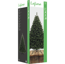 Förpackning av en konstgjord Laflora julgran för inomhusbruk.