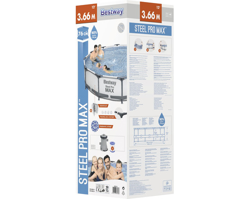 Förpackning för en Bestway Steel Pro Max pool med en diameter på 3,66 meter