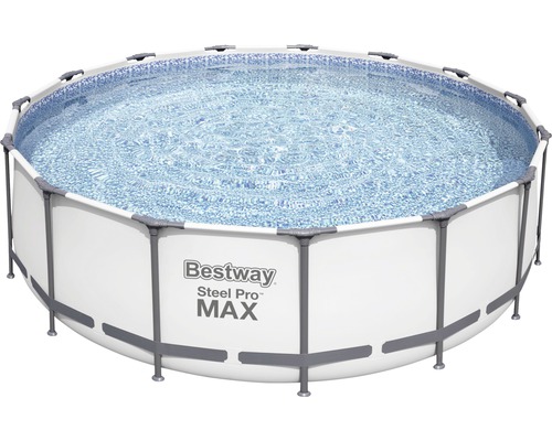 Pool BESTWAY Steel Pro MAX™ Ø457x122cm inkl. sandfilterpump, stege & överdrag ljusgrå