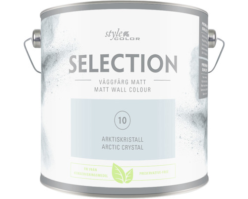 Väggfärg SELECTION Style Color Premium Arktiskristall 2,5L Färghink med matt väggfärg