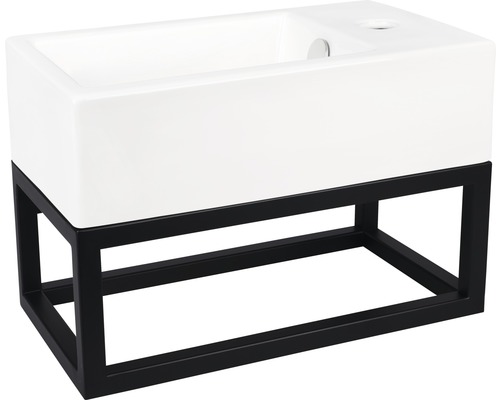 Tvättställ med underskåp med svart metallram