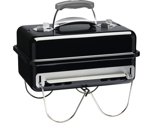 Svart kolgrill med handtag