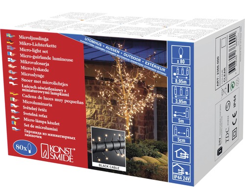 Konstsmide Micro ljusslinga för utomhusbruk, förpackning.
