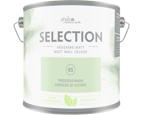 Väggfärg SELECTION Style Color Premium Fredsgudinnan 2,5L Färgehink med texten Selection, matt väggfärg
