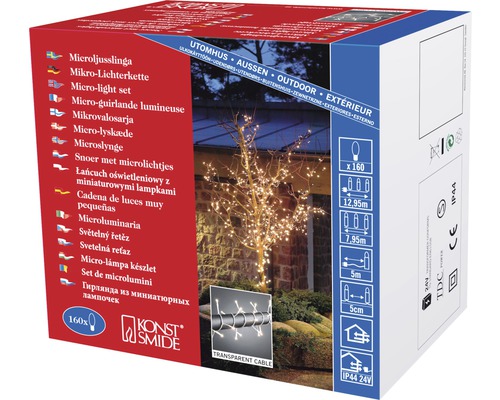 Förpackning för mikro-ljusslinga för utomhusbruk med 160 ljus
