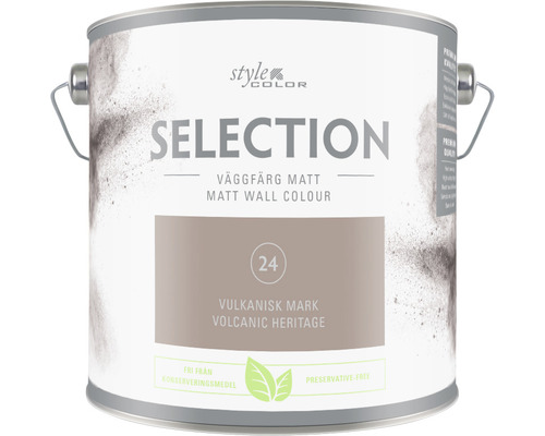 Väggfärg SELECTION Style Color Premium Vulkanisk mark 2,5L Färghink med matt väggfärg i vulkanisk markering från Style Color Selection