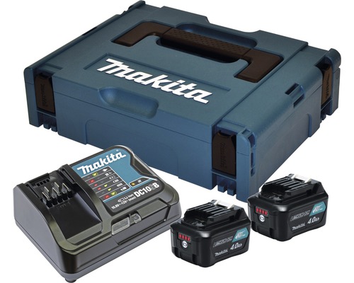 Start set MAKITA Power Source Kit 197641-2 Li 12V 2x 4,0Ah batterier, laddare inkl. MAKPAC förvaringslåda