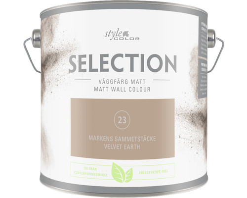 Väggfärg SELECTION Style Color Premium Markens sammetstäcke 2,5L Färghink med matt väggfärg