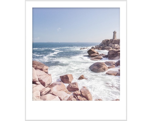 Dekorativ bild med fyr, klippor och hav