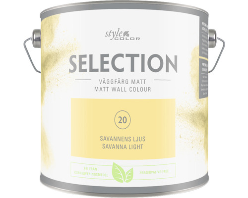 Väggfärg SELECTION Style Color Premium Savannens ljus 2,5L Färghink med matt väggfärg Savanna Light