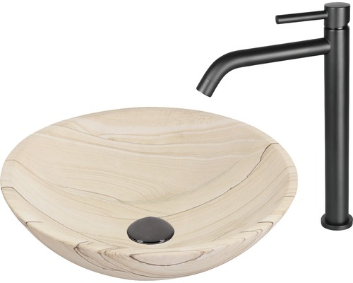 Tvättställsskål av keramik med blandare