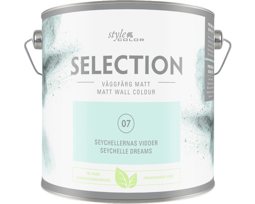 Väggfärg SELECTION Style Color Premium Seychellernas vidder 2,5L Färgburk med matt väggfärg