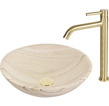 Tvättställ i sten med blandare för badrum